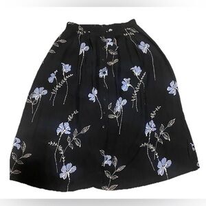 Vintage Alfred Dunner Women’s Size 14 Skirt Black Blue Floral Grandmacore